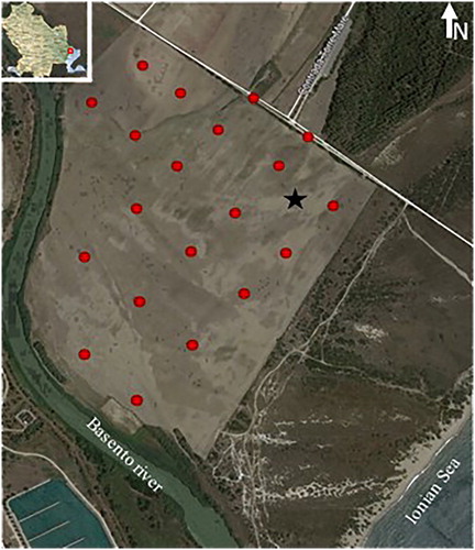 Figure 1. Map of the studied area. Display full size Superficial samples. Display full size Geognostic well dug.