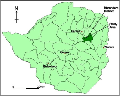 Figure 2. Map for Marondera, Zimbabwe. (Source: Dzwairo et al., Citation2006).