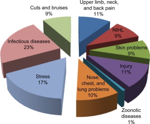 Figure 2 Occupational health problems among the abattoir workers.