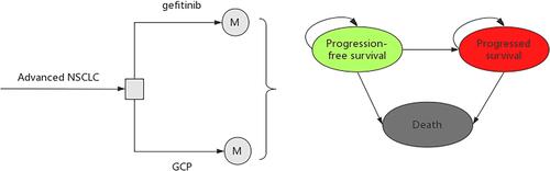 Figure 1 Schematics of the decision tree and the Markov state transition model.