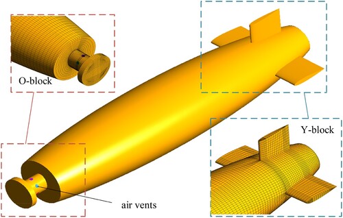 Figure 4. The grids of the underwater vehicle.