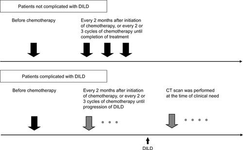 Figure S1 The schema of DIL D screening using chest CT scan.Abbreviation: DIL D, drug-induced interstitial lung disease.