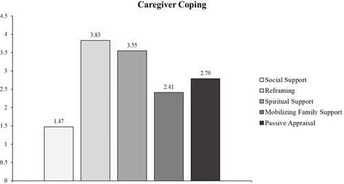 Figure 2 Average score of each caregiver coping sub-scale in caregivers of Indonesian children living with HIV.