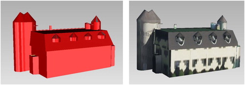Figure 16. 3-D building modeling and texturing generated by aerial photos.