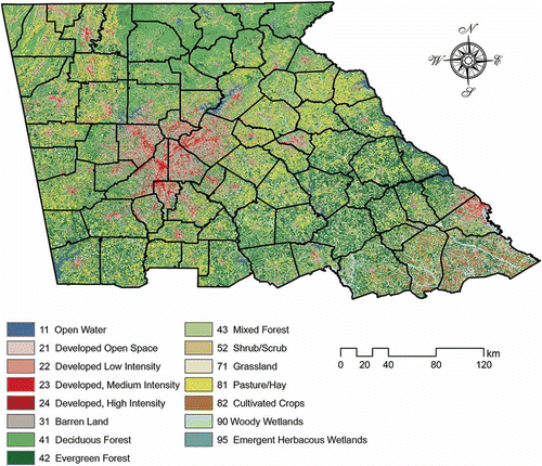 Figure 1. A subset of NLCD 2006 product of North Georgia area.