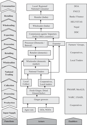 Figure 2. Value chain mapping of ginger in Palpa, Nepal.