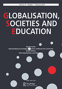 Cover image for Globalisation, Societies and Education, Volume 17, Issue 1, 2019