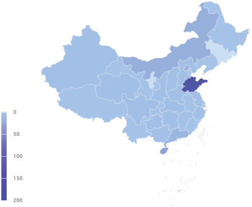 Figure 2. The distribution of survey participants throughout China.