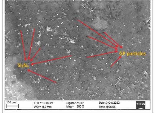 Figure 4. Morphology of distribution of reinforcements in the Al7075 alloy.