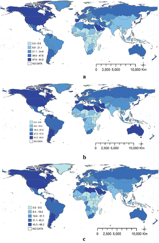 Figure B1. Population-weighted ALAN averages by countries worldwide, nanowatts/cm2/sr.