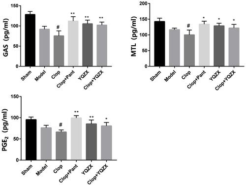 Figure 5 The influence of the content GAS, MTL, and PGE2.