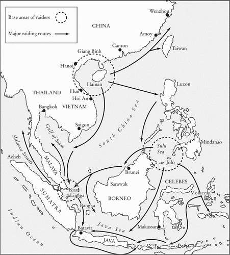 Figure 1 Maritime raiding in the South China Sea, about 1750–1860