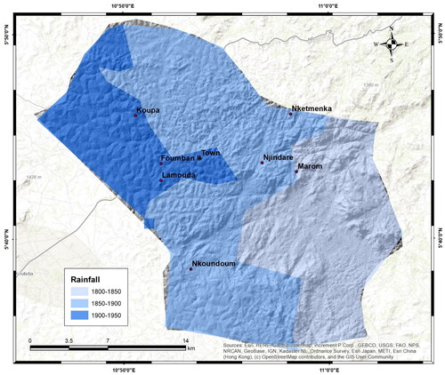 Figure 10. Distribution and extension of the rainfall classes of the study area.