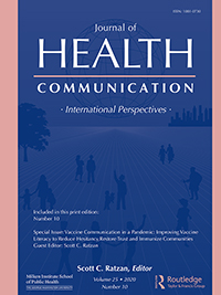 Cover image for Journal of Health Communication, Volume 25, Issue 10, 2020