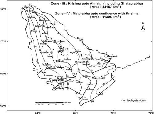 Fig. 5 Three-day isohyetal pattern of the 4–6 August 1914 rainstorm over zones III and IV.