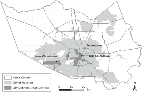 Fig. 1. City of Houston and City designated urban districts.
