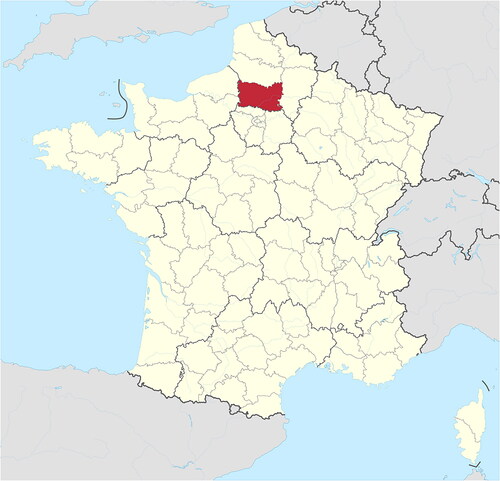 Figure 5. Department of Oise, France by TUBS, CC BY-SA 3.0 DE https://creativecommons.org/licenses/by-sa/3.0/de/deed.en, via Wikimedia Commons. https://commons.wikimedia.org/wiki/File:D%C3%A9partement_60_in_France_2016.svg.