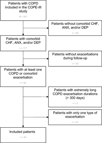 Figure 2 Flowchart reflecting the patient inclusion from the original COPE-III study for our analysis.