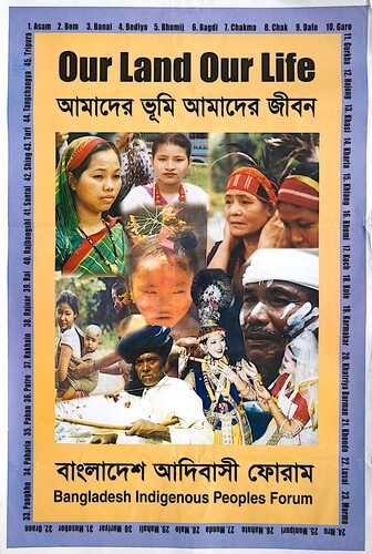 Figure 6. A poster listing forty-five non-Bengali communities that are united in the Bangladesh Indigenous Peoples Forum.Footnote76 SOURCE: Poster distributed by the Bangladesh Indigenous Peoples Forum.