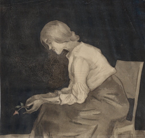 Figure 4. Painting of Eva Arosenius with a flower in her hand, private collection.