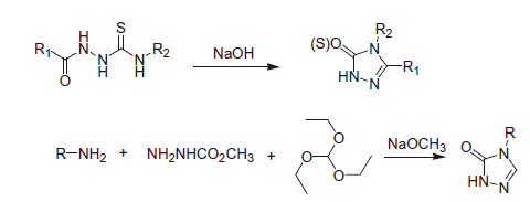 Scheme 3. The prepared methods of triazolones and triazolthiones.