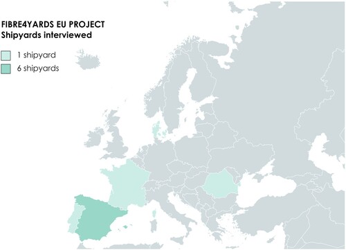 Figure 17. The number of shipyards by countries participating in the interview (MapChart Citation2023). (This figure is available in colour online.)