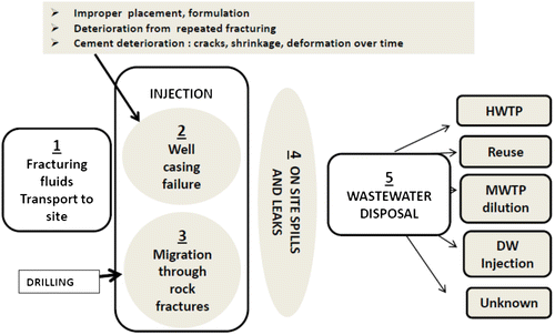 Figure 2. Contaminant pathways in shale gas development (after Rozell & Reaven Citation2011).