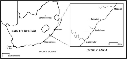 Figure 1. Map of South Africa showing the village Cutwini.