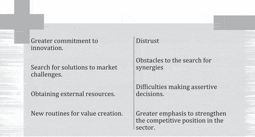 Figure 4. Positive and negative impacts of tensions and conflicts for the achievement of Coopetitive Objectives.