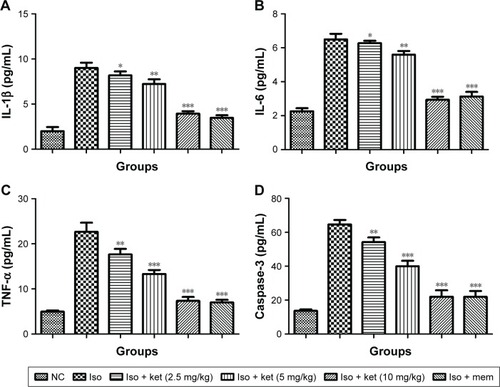Figure 8 The effect of ketamine on pro-inflammatory cytokine parameters on normal and treated group rats.