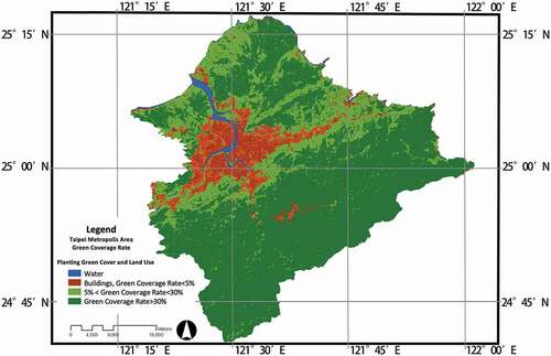 Figure 3. Green infrastructure distribution in Taipei metropolis area