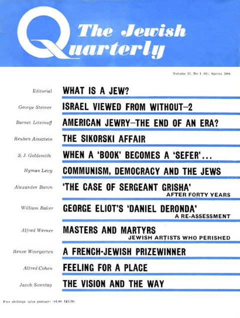 Cover image for Jewish Quarterly, Volume 17, Issue 1, 1969