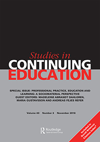 Cover image for Studies in Continuing Education, Volume 40, Issue 3, 2018