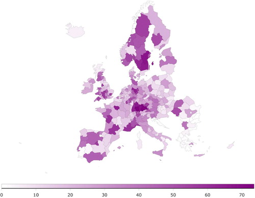 Figure 4. Relatedness density in autonomous vehicles across European regions.