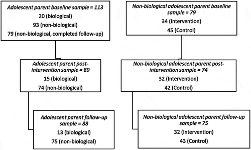 Figure 1. Flow-chart of adolescent parent study sample from baseline to follow-up.