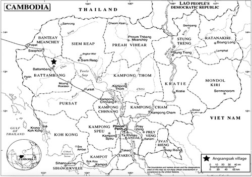 Figure 1. Map of Cambodia with a star depicting an approximate location of the surveyed village (background from United Nations public domain map).