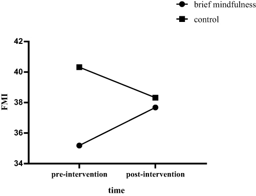 Figure 1 FMI scores of two groups in pre- and post- intervention.