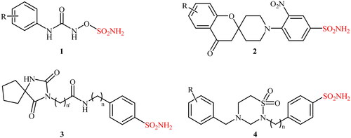 Scheme 1. Chemical structures of some selected examples of effective CA inhibitors 1–4.