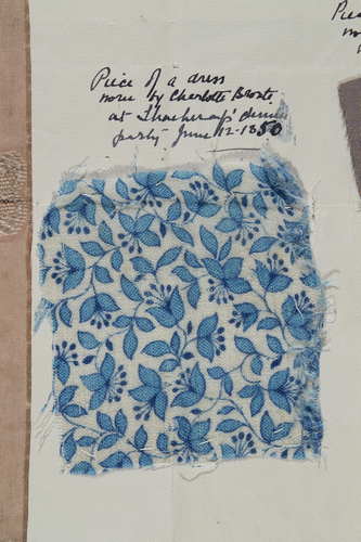 Figure 5. Fabric Swatches of Charlotte Brontë’s Dress on Card, date unknown. Haworth: Brontë Parsonage Museum, No. D136