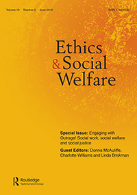 Cover image for Ethics and Social Welfare, Volume 10, Issue 2, 2016
