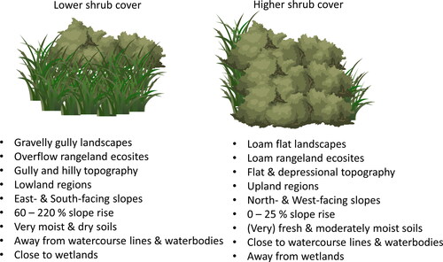 Figure 5. Graphic summary of relationship between shrub cover and topo-edaphic factors in the grassland regions of the West Block in Cypress Hills Interprovincial Park (CHIPP).