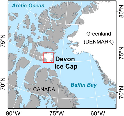 Figure 1. Location of the Devon Ice Cap in the Canadian Arctic.