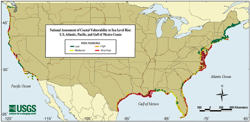 Figure 3. Map of US vulnerability to Sea Level Rise from USGS (https://d9-wrets3.us-west-2.amazonaws.com/assets/palladium/production/s3fs-public/thumbnails/image/largenat.jpg).