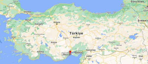 Figure 1. Location of Adana and Mersin on the map of Turkey.