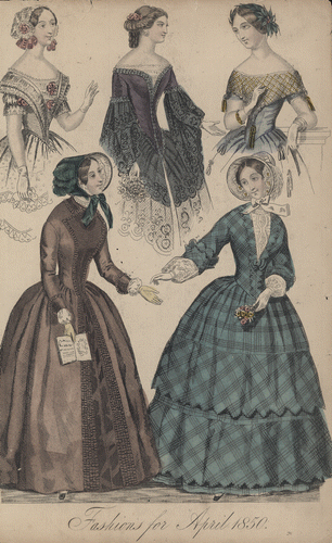 Figure 6. ‘Fashions for April 1850’, La Belle Assemblée, January to June 1850, Volume 32 (London: Joseph Rogerson)