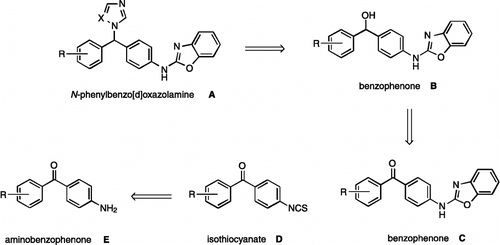 Figure 2.  Disconnective strategy toward substituted N-phenylbenzo[d]oxazolamines.