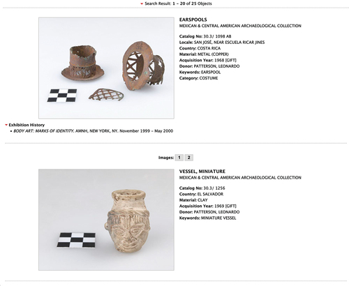 Figure 3. Patterson’s donations to the AMNH. Screen shot taken of the AMNH online collections database by Yates on 23 February 2023.