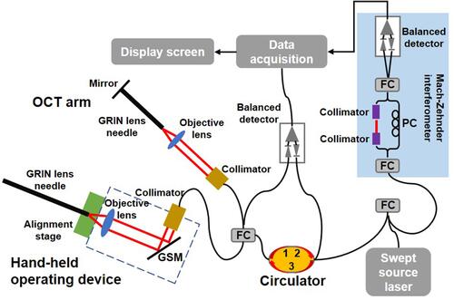 Figure 2 Diagram of hand-held OCT needle imaging system.