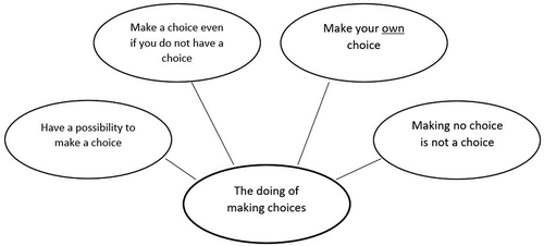Figure 2. GT theory model of the doing of making choices in relation to a new orientation process