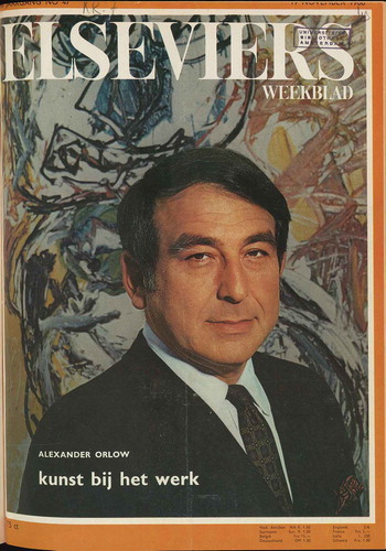 Figure 3. Cover of the 1966 Elsevier issue, with a portrait of Alexander Orlow. © Elsevier / Photo: University Library, Universiteit van Amsterdam, UBM: V.V. 9996